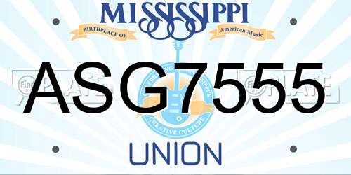 ASG7555 Mississippi License Plate
