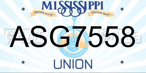 ASG7558 Mississippi License Plate