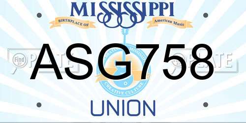 ASG758 Mississippi License Plate