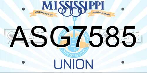 ASG7585 Mississippi License Plate