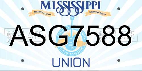 ASG7588 Mississippi License Plate