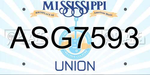 ASG7593 Mississippi License Plate