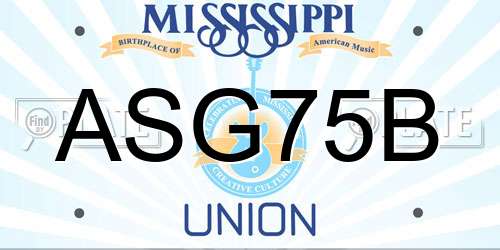 ASG75B Mississippi License Plate