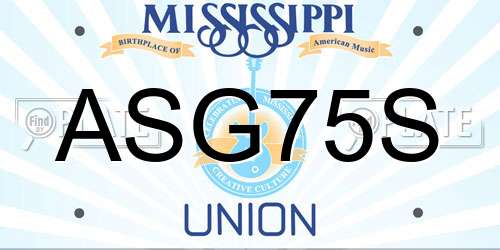 ASG75S Mississippi License Plate