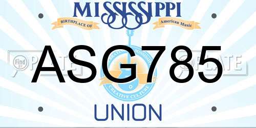 ASG785 Mississippi License Plate