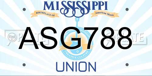 ASG788 Mississippi License Plate