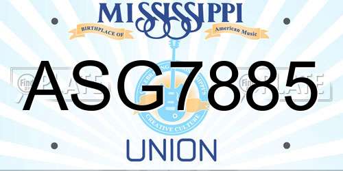 ASG7885 Mississippi License Plate