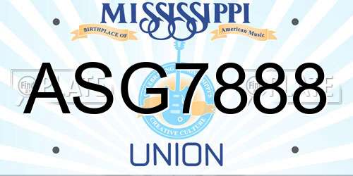 ASG7888 Mississippi License Plate