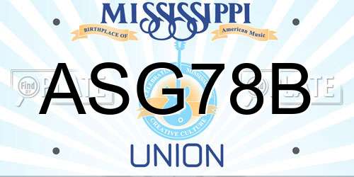 ASG78B Mississippi License Plate