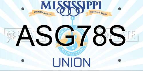ASG78S Mississippi License Plate