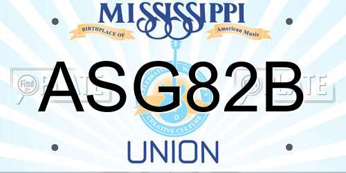 ASG82B Mississippi License Plate