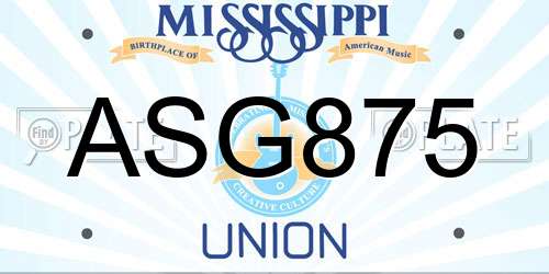 ASG875 Mississippi License Plate