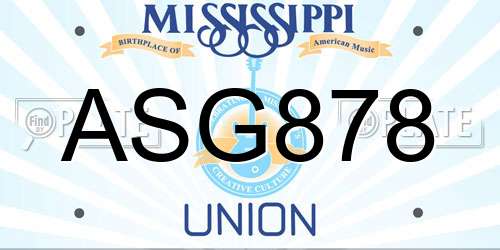 ASG878 Mississippi License Plate