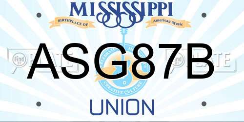 ASG87B Mississippi License Plate