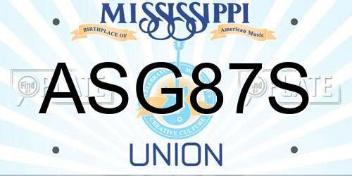 ASG87S Mississippi License Plate