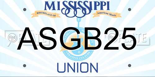 ASGB25 Mississippi License Plate