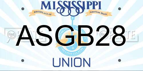 ASGB28 Mississippi License Plate