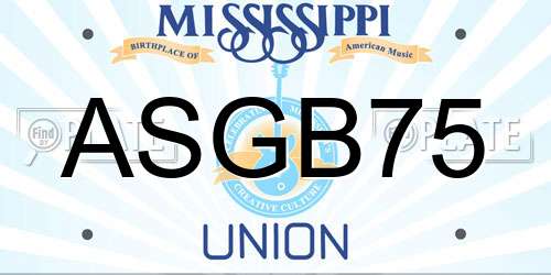 ASGB75 Mississippi License Plate