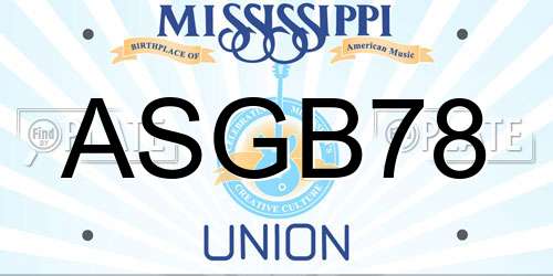 ASGB78 Mississippi License Plate