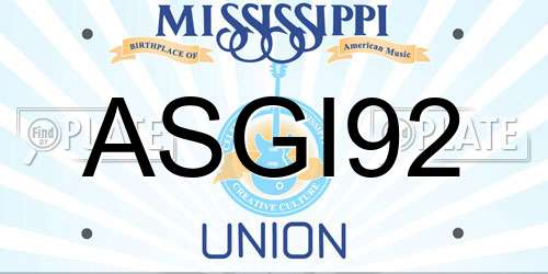 ASGI92 Mississippi License Plate