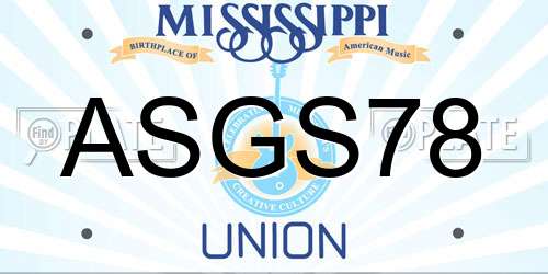 ASGS78 Mississippi License Plate