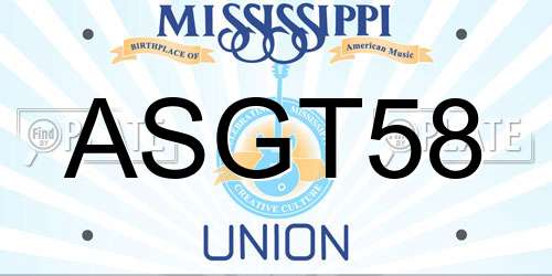 ASGT58 Mississippi License Plate