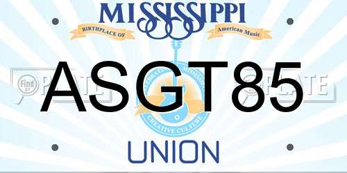 ASGT85 Mississippi License Plate