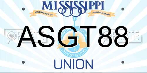 ASGT88 Mississippi License Plate