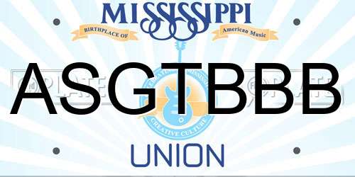 ASGTBBB Mississippi License Plate