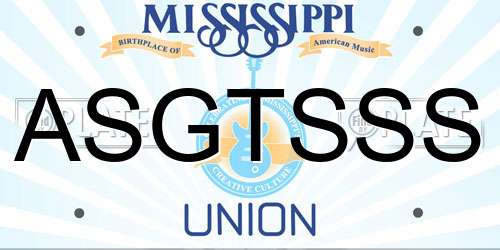 ASGTSSS Mississippi License Plate