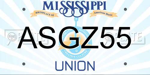 ASGZ55 Mississippi License Plate