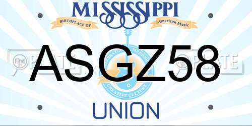 ASGZ58 Mississippi License Plate
