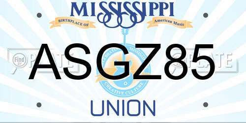 ASGZ85 Mississippi License Plate