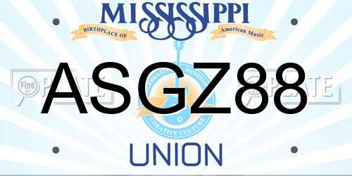 ASGZ88 Mississippi License Plate