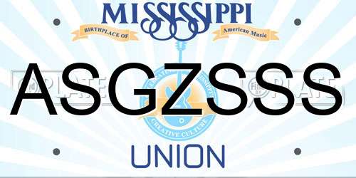 ASGZSSS Mississippi License Plate
