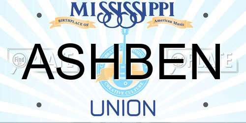 ASHBEN Mississippi License Plate