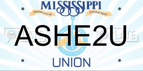 ASHE2U Mississippi License Plate