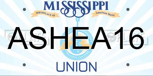 ASHEA16 Mississippi License Plate