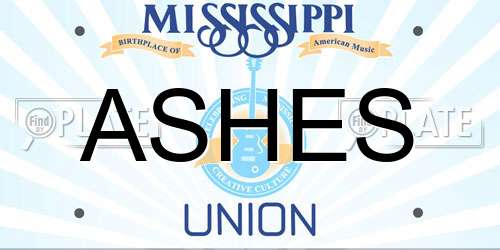 ASHES Mississippi License Plate