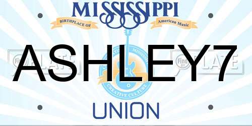 ASHLEY7 Mississippi License Plate