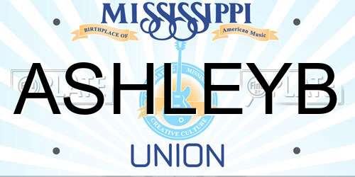 ASHLEYB Mississippi License Plate