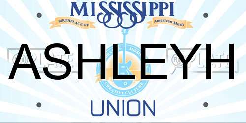 ASHLEYH Mississippi License Plate