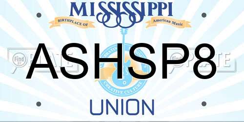 ASHSP8 Mississippi License Plate