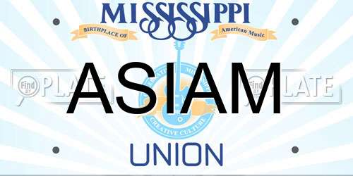 ASIAM Mississippi License Plate