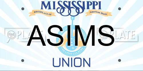 ASIMS Mississippi License Plate