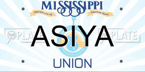 ASIYA Mississippi License Plate
