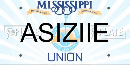 ASIZIIE Mississippi License Plate