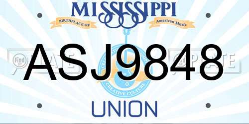 ASJ9848 Mississippi License Plate