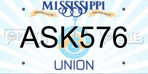 ASK576 Mississippi License Plate