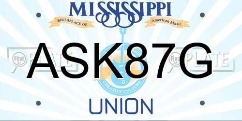 ASK87G Mississippi License Plate